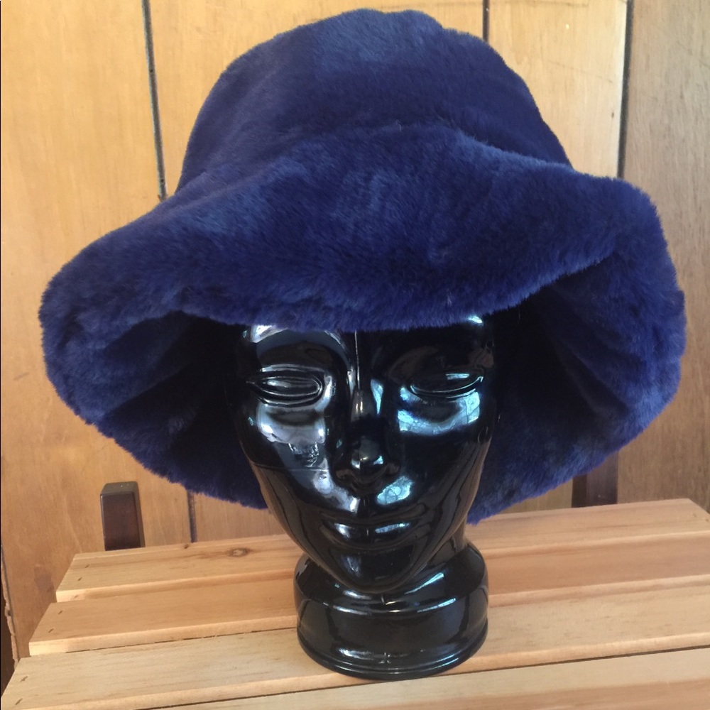 Cobalt Blue Faux Fur Bucket Hat